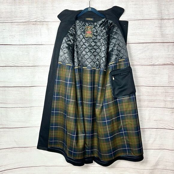 Steinbock Austria Black Hunting Loden Overcoat Wool Blend Long Lined Coat US 38 - Picture 13 of 15